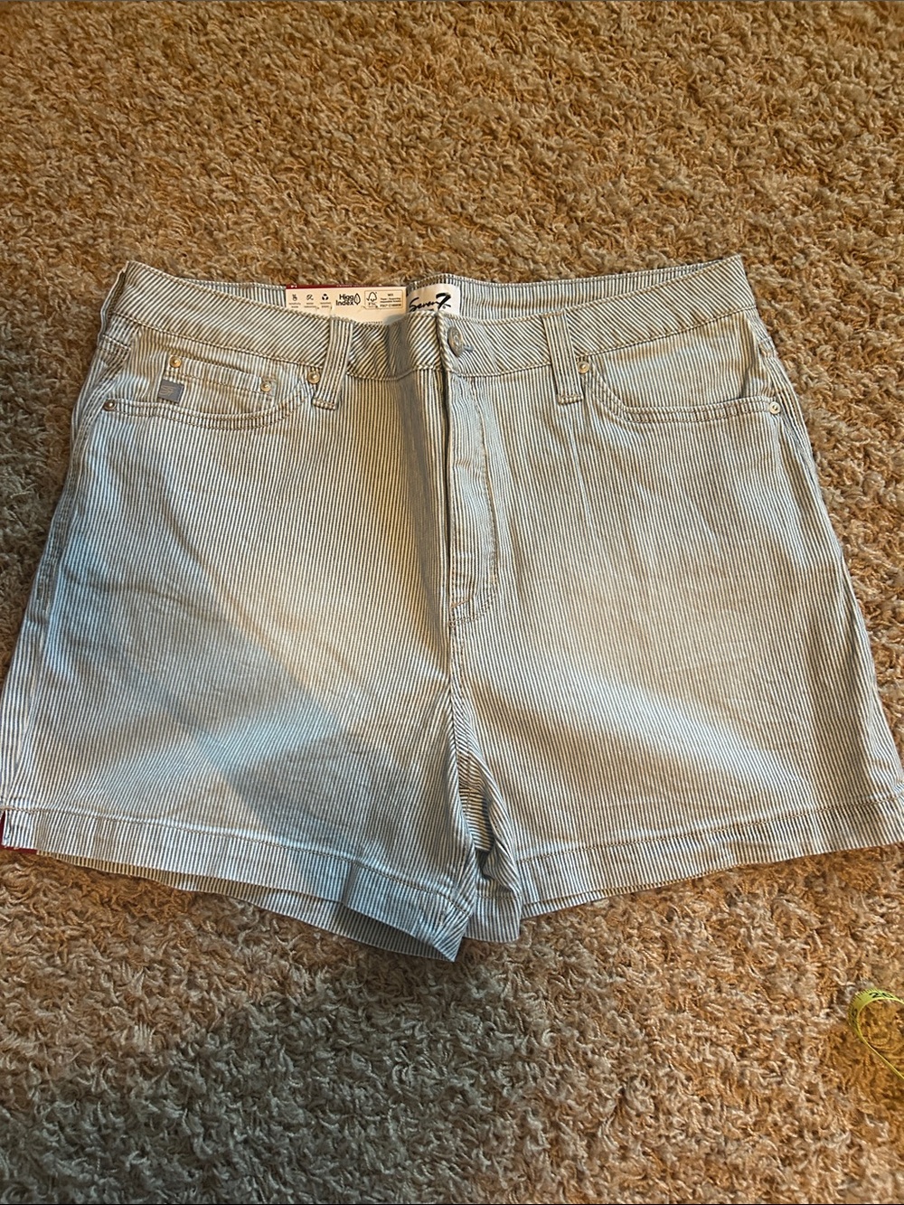 Seven7 Light Blue Pinstripe Denim Shorts NWT SIZE 14